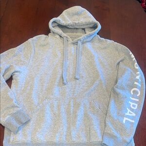Gray Hoodie Sweatshirt Municipal thick material SZ S see picks for measurements